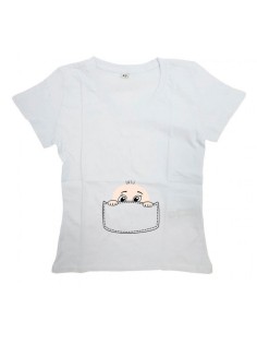 Женская футболка с прикольным принтом "Малыш и кармашек"