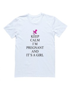 Женская футболка с прикольным принтом "Keep calm I'm pregnant and it's a girl"