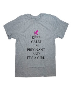Женская футболка с прикольным принтом "Keep calm I'm pregnant and it's a girl"