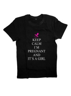 Женская футболка с прикольным принтом "Keep calm I'm pregnant and it's a girl"