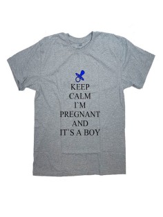 Женская футболка с прикольным принтом "Keep calm I'm pregnant and it's a boy"