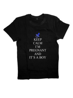 Женская футболка с прикольным принтом "Keep calm I'm pregnant and it's a boy"
