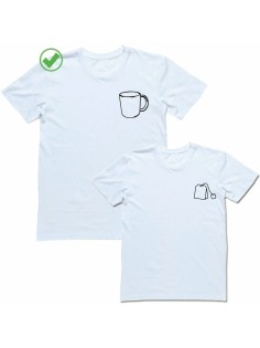 Парные футболки для двоих с прикольным принтом "Чашка и чай"