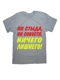 Футболка с прикольной надписью «Ни стыда, ни совести» / Оригинальная, модная мужская футболка.