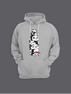 Прикольная толстовка с капюшоном - худи с принтом "Pandas"