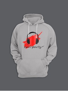 Прикольная толстовка с капюшоном - худи с принтом "Can party"
