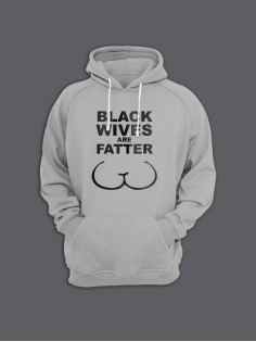 Мужская толстовка с капюшоном с принтом «Black wives» / Худи с прикольной надписью.