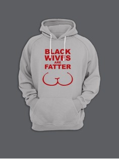 Мужская толстовка с капюшоном с принтом «Black wives» / Худи с прикольной надписью.