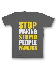 Мужская футболка с прикольным принтом "Stop making stupid people famous"