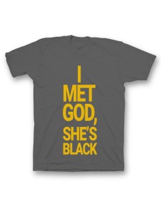 Мужская футболка с прикольным принтом "I met god she is"