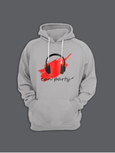 Женская толстовка с капюшоном с принтом «Can party» / Худи с прикольной и смешной надписью.