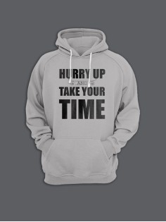 Толстовка женская с капюшоном с принтом Hurry up / Модные худи с прикольной надписью