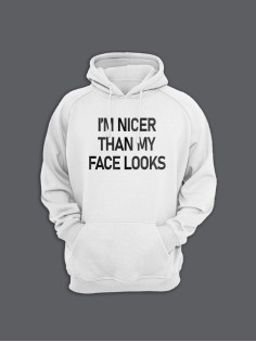 Женская худи с прикольным принтом I'm nicer / Толстовка с капюшоном с карманом, без молнии