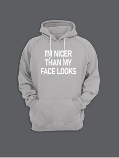 Женская худи с прикольным принтом I'm nicer / Толстовка с капюшоном с карманом, без молнии