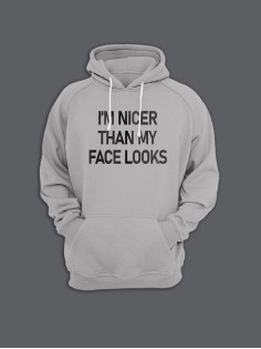 Женская худи с прикольным принтом I'm nicer / Толстовка с капюшоном с карманом, без молнии