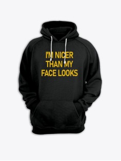 Женская худи с прикольным принтом I'm nicer / Толстовка с капюшоном с карманом, без молнии