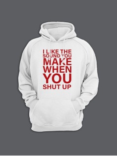 Женская худи с прикольным принтом Shut up / Толстовка с капюшоном с карманом, без молнии