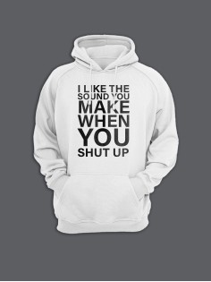Женская худи с прикольным принтом Shut up / Толстовка с капюшоном с карманом, без молнии