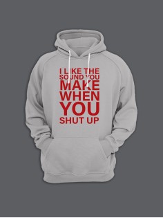 Женская худи с прикольным принтом Shut up / Толстовка с капюшоном с карманом, без молнии