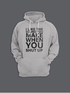 Женская худи с прикольным принтом Shut up / Толстовка с капюшоном с карманом, без молнии