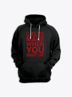 Женская худи с прикольным принтом Shut up / Толстовка с капюшоном с карманом, без молнии