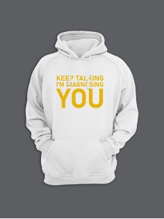 Толстовка женская с капюшоном с принтом Keep talking you / Модные худи с прикольной надписью