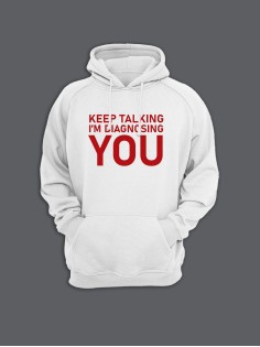 Толстовка женская с капюшоном с принтом Keep talking you / Модные худи с прикольной надписью