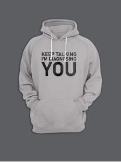 Толстовка женская с капюшоном с принтом Keep talking you / Модные худи с прикольной надписью