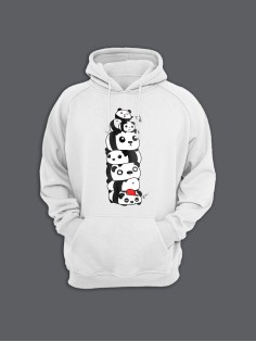 Женская толстовка с капюшоном с принтом «Панда на панде» / Худи с прикольной и смешной надписью.