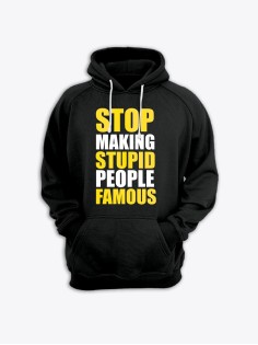 Женская худи с прикольным принтом Stop making people / Толстовка с капюшоном с карманом, без молнии