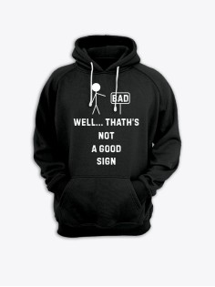 Модные худи женские с оригинальным принтом A good sign / Tолстовка женская с прикольной надписью