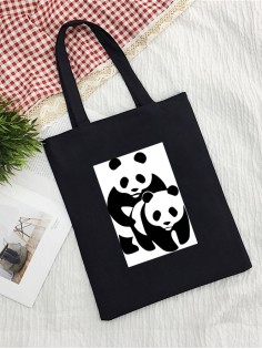 Сумка шоппер женская черная из ткани