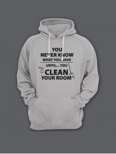 Модные худи женские с оригинальным принтом Clean your room / Толстовка женская с прикольной надписью
