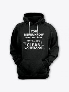 Модные худи женские с оригинальным принтом Clean your room / Толстовка женская с прикольной надписью