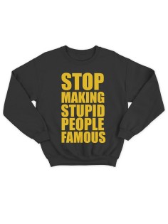 Толстовка без капюшона с прикольной надписью Stupid people famous / Интересные надписи на толстовке
