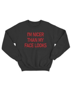 Свитшот женский модный с принтом I'm nicer / Толстовка для женщин с надписью