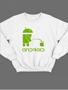 Мужской свитшот с принтом Android / Толстовка без капюшона / Подарок мужчине на день рождения