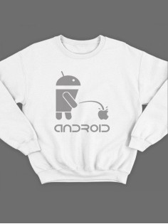 Мужской свитшот с принтом Android / Толстовка без капюшона / Подарок мужчине на день рождения