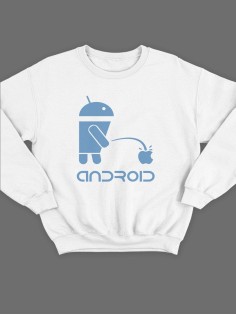 Мужской свитшот с принтом Android / Толстовка без капюшона / Подарок мужчине на день рождения