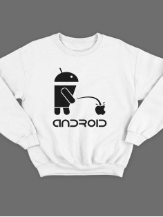 Мужской свитшот с принтом Android / Толстовка без капюшона / Подарок мужчине на день рождения