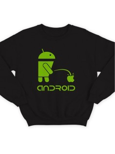 Мужской свитшот с принтом Android / Толстовка без капюшона / Подарок мужчине на день рождения