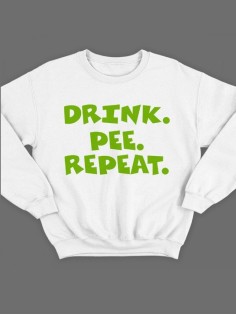 Крутая толстовка с оригинальной надписью Drink.Pee.Repeat / свитшот женский с принтом