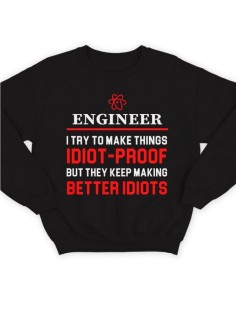 Крутая толстовка с оригинальной надписью Engineer / свитшот женский с принтом