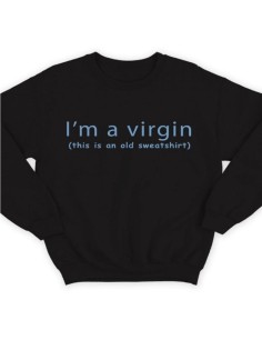 Крутая толстовка с оригинальной надписью I'm a virgin / Свитшот женский с принтом