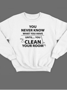 Модный женский свитшот со смешными надписями  / Оригинальный принт на свитшоте Clean room