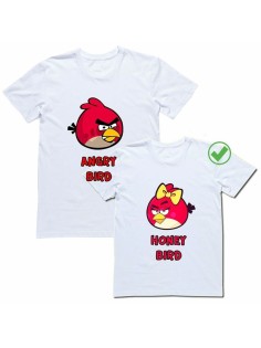 Футболки для двоих со смешными надписями Angry bird & Honey bird/Парные для влюбленных