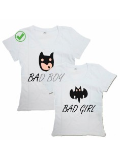 Футболки для двоих со смешными надписями Bad boy & Bad girl/Парные для влюбленных