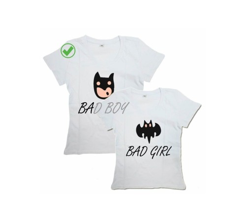 Футболки для двоих со смешными надписями Bad boy & Bad girl/Парные для влюбленных