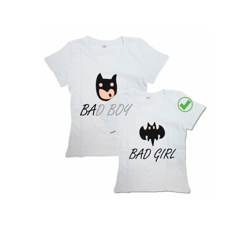 Футболки для двоих со смешными надписями Bad boy & Bad girl/Парные для влюбленных