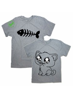 Парные футболки для мужа и жены, для парня и девушки/для двоих с принтом Cat&Fish
